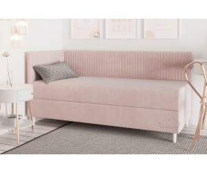 CARMEN 2M Polsterbett 80x200 cm, Jugendbett mit Bettkasten, BONELL-Matratze, Holzfüße