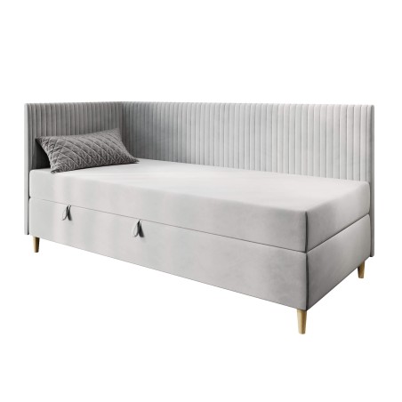 Polsterbett 80x200 cm mit Bettkasten, BONELL-Matratze, Holzfüße, Jugendbett CARMEN 2M