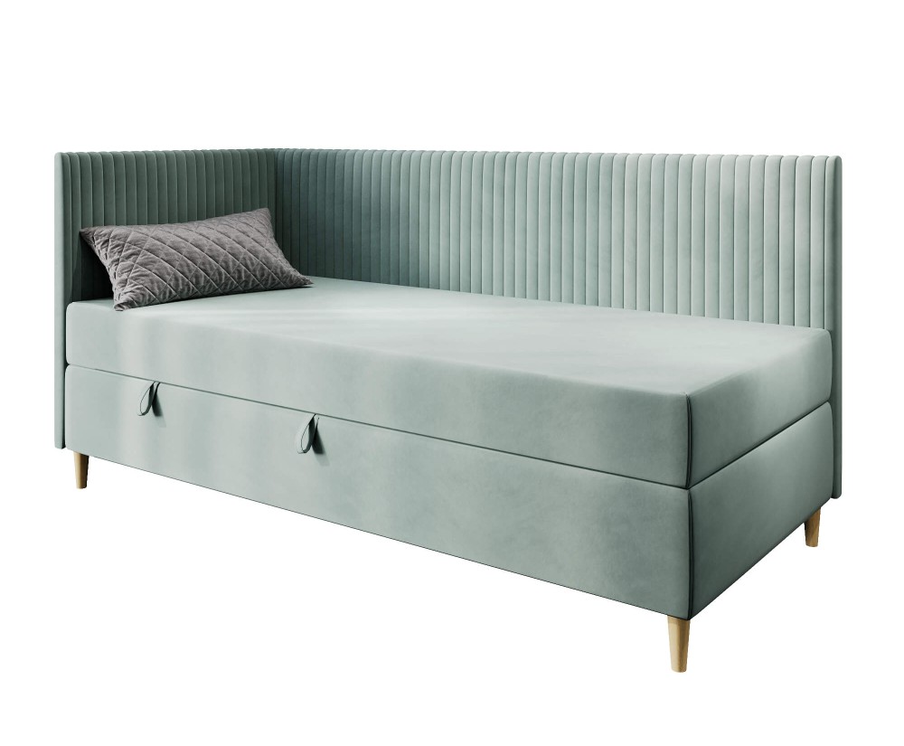 Bequemes Einzelbett 90x200 cm mit Bettkasten, BONELL-Matratze, Holzfüße, Jugendbett CARMEN 2M Bequemes Einzelbett 90x200 cm mit Bettkasten, BONELL-Matratze, Holzfüße, Jugendbett CARMEN 2M