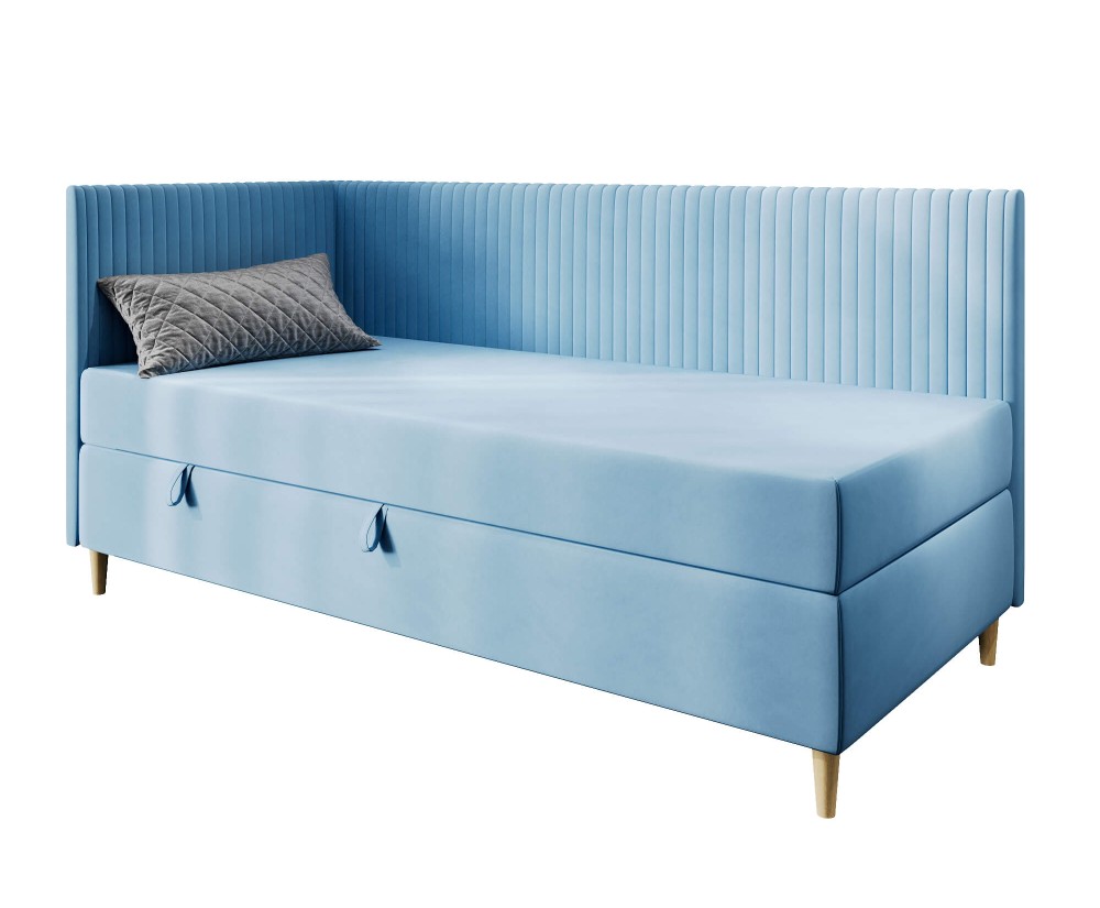 Bequemes Einzelbett 90x200 cm mit Bettkasten, BONELL-Matratze, Holzfüße, Jugendbett CARMEN 2M Bequemes Einzelbett 90x200 cm mit Bettkasten, BONELL-Matratze, Holzfüße, Jugendbett CARMEN 2M