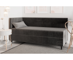 Eckbett 100x200 cm mit Bettkasten, BONELL-Matratze, Holzfüße, Polsterbett CARMEN 2M