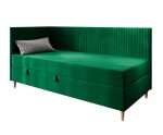 Eckbett 100x200 cm mit Bettkasten, BONELL-Matratze, Holzfüße, Polsterbett CARMEN 2M
