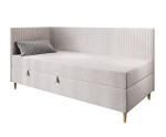Eckbett 100x200 cm mit Bettkasten, BONELL-Matratze, Holzfüße, Polsterbett CARMEN 2M