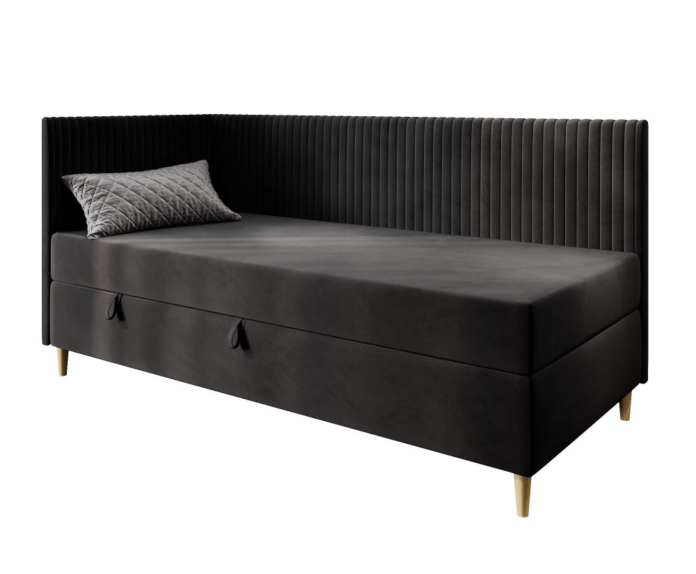 Elegantes Einzelbett 120x200 cm mit Stauraum, BONELL-Matratze, Holzfüße, Eckbett CARMEN 2M Elegantes Einzelbett 120x200 cm mit Stauraum, BONELL-Matratze, Holzfüße, Eckbett CARMEN 2M