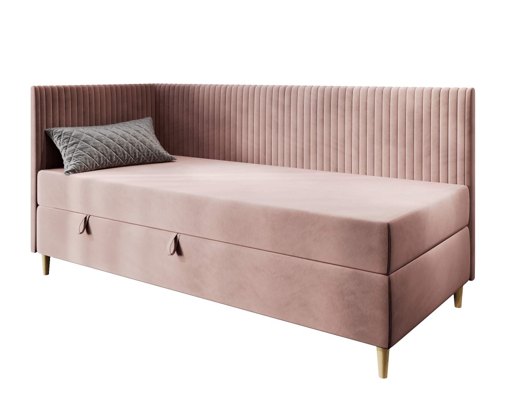 Elegantes Einzelbett 120x200 cm mit Stauraum, BONELL-Matratze, Holzfüße, Eckbett CARMEN 2M Elegantes Einzelbett 120x200 cm mit Stauraum, BONELL-Matratze, Holzfüße, Eckbett CARMEN 2M