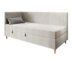 Elegantes Einzelbett 120x200 cm mit Stauraum, BONELL-Matratze, Holzfüße, Eckbett CARMEN 2M