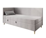 Elegantes Einzelbett 120x200 cm mit Stauraum, BONELL-Matratze, Holzfüße, Eckbett CARMEN 2M