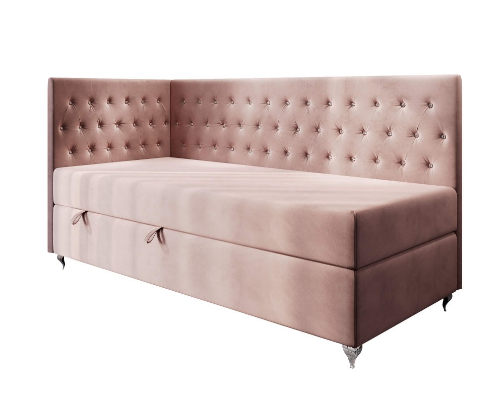 Singlebett 80x200 cm für Mädchen, Einzelbett Glamour mit Ziersteppung - Kristalle, JULIA 2M