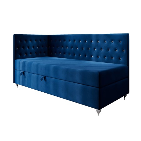 JULIA 2M Polsterbett 90x200 cm, Einzelbett Glamour mit Ziersteppung - Kristalle