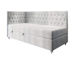JULIA 2M Stilvolles Eckbett 100x200 cm für Mädchen, Einzelbett Glamour mit Ziersteppung - Kristalle