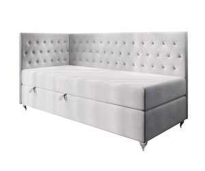 Eckbett 120x200 cm im Glamour-Stil mit Kristallen, Bettkasten und Matratze, JULIA 2M