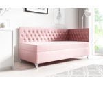 Eckbett 120x200 cm im Glamour-Stil mit Kristallen, Bettkasten und Matratze, JULIA 2M
