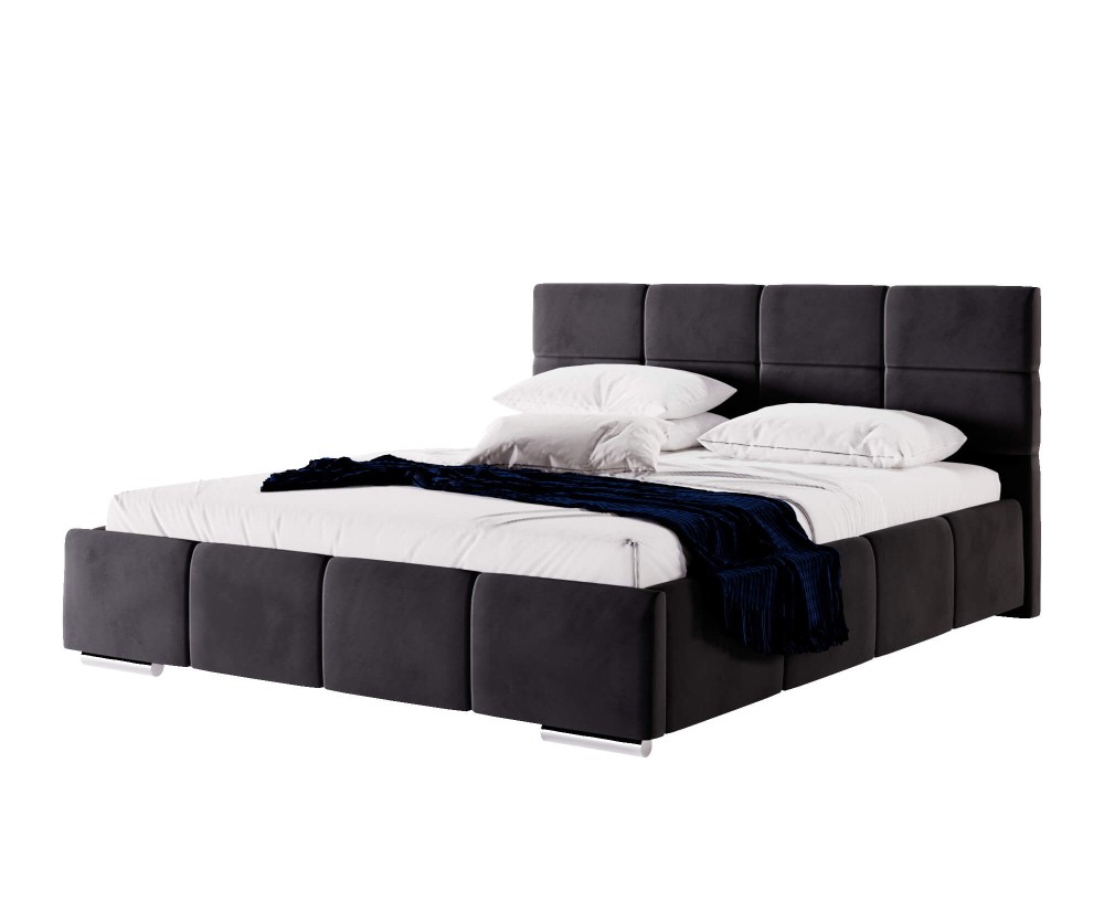 Modernes Polsterbett 180x200 cm für Schlafzimmer, Ehebett mit Bettkasten, Lattenrost mit Metallrahmen, IMPERIA S03