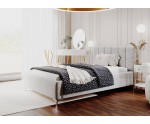 Jugendbett 90x200 cm mit gepolstertem Kopfteil, Lattenrost und Stauraum, Polsterbett IMPERIA S14