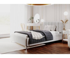 Einzelbett 120x200 cm mit Kopfteil, Bettkasten und Lattenrost mit Metallrahmen, Polsterbett IMPERIA S14