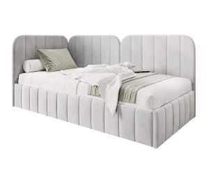 MARIO SM 04 Modernes Eckbett 100x200 cm mit Bettkasten und Lattenrost, Polsterbett für Jugendzimmer