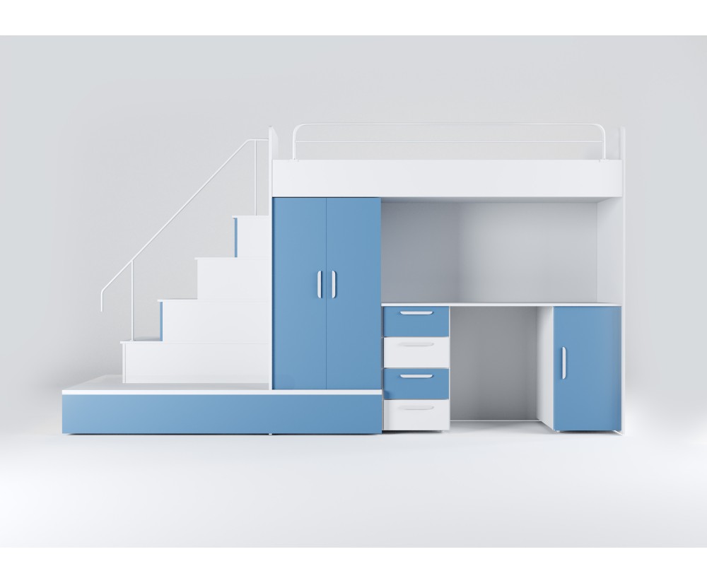 MAJA 5 Etagenbett mit 2 Schlafgelegenheiten, Schreibtisch und Kleiderschrank, Farbvarianten matt