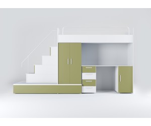 MAJA 5 Etagenbett mit 2 Schlafgelegenheiten, Schreibtisch und Kleiderschrank, Farbvarianten matt