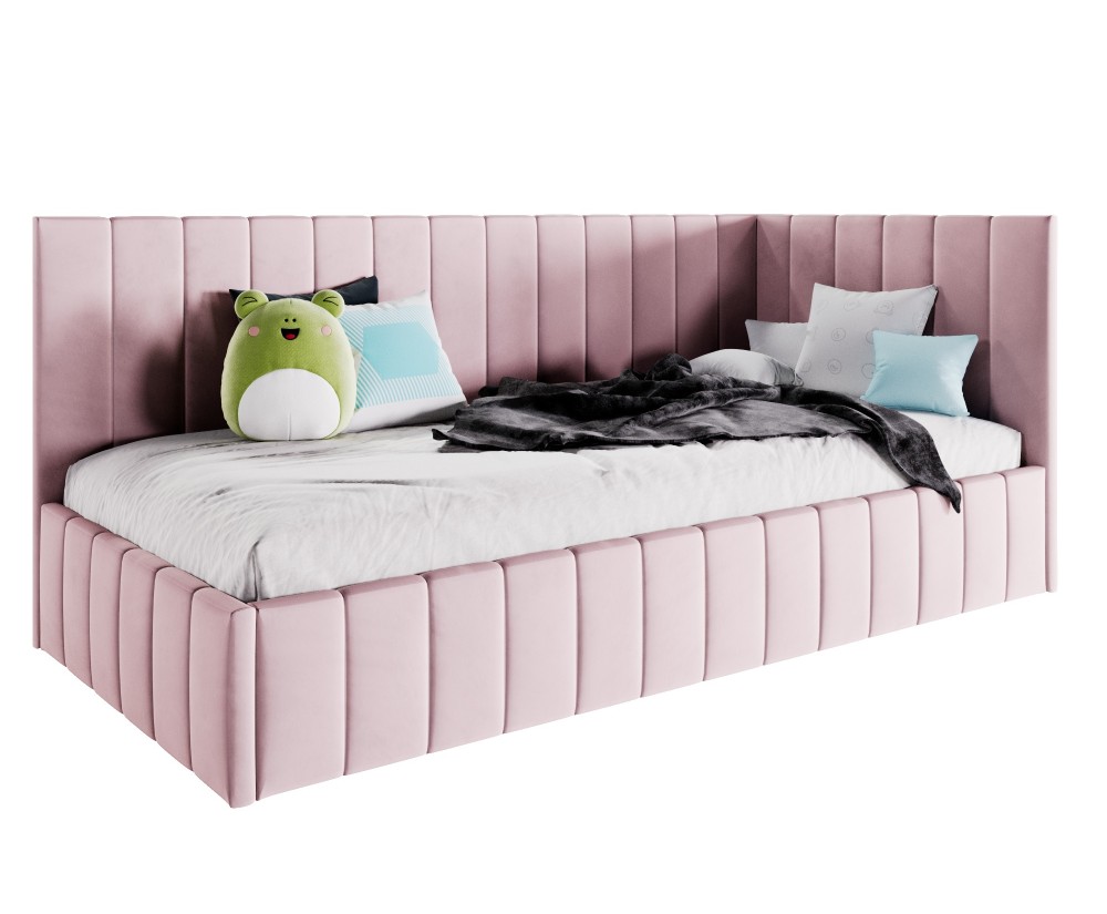 Einzelbett 80x200 cm, Jugendbett, Polsterbett mit Lattenrost, OHNE Bettkasten und Matratze, DENIS SL 01