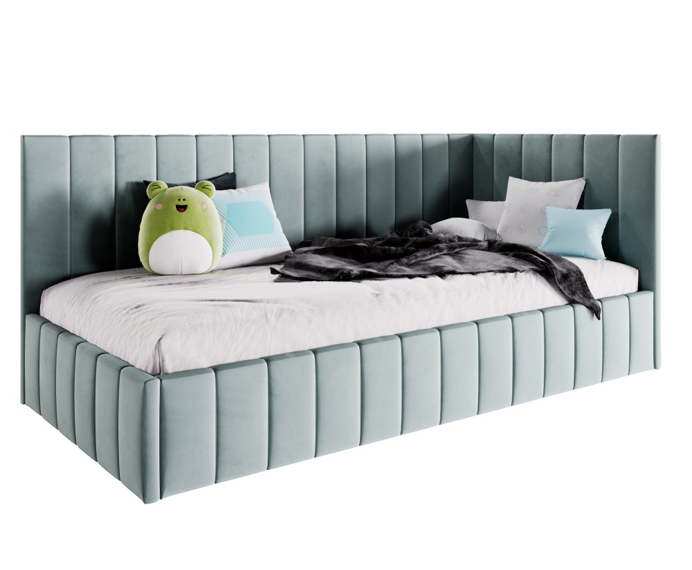 DENIS SL 01 Jugendbett 90x200 cm, Singlebett, Polsterbett mit Lattenrost, OHNE Bettkasten und Matratze