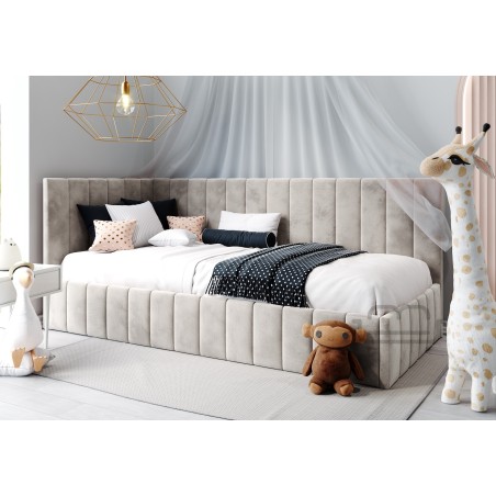 DENIS SL 01 Jugendbett 90x200 cm, Singlebett, Polsterbett mit Lattenrost, OHNE Bettkasten und Matratze