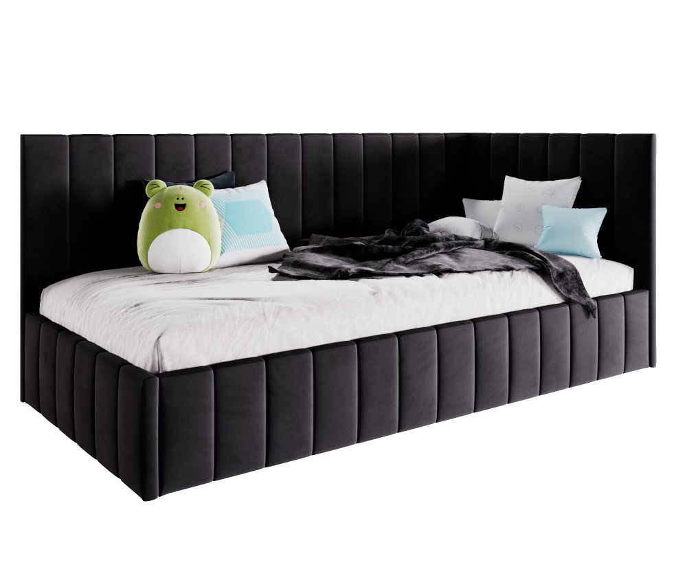 Polsterbett 100x200 cm, Jugendbett, Singlebett mit Bettkasten, ohne Matratze, DENIS SM 02 Polsterbett 100x200 cm, Jugendbett, Singlebett mit Bettkasten, ohne Matratze, DENIS SM 02