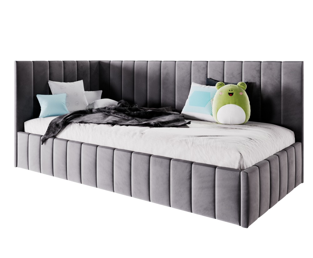 Polsterbett 100x200 cm, Jugendbett, Singlebett mit Bettkasten, ohne Matratze, DENIS SM 02 Polsterbett 100x200 cm, Jugendbett, Singlebett mit Bettkasten, ohne Matratze, DENIS SM 02