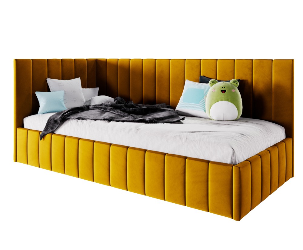 Polsterbett 100x200 cm, Jugendbett, Singlebett mit Bettkasten, ohne Matratze, DENIS SM 02 Polsterbett 100x200 cm, Jugendbett, Singlebett mit Bettkasten, ohne Matratze, DENIS SM 02