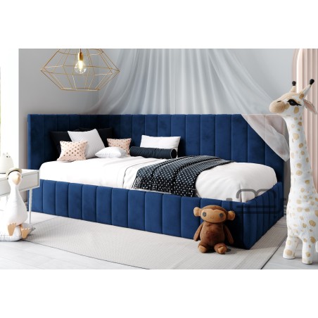 DENIS SM 02 Polsterbett 100x200 cm, Jugendbett, Singlebett mit Bettkasten, ohne Matratze