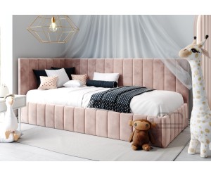 DENIS SM 02 Kinderbett 120x200 cm, Jugendbett, Polsterbett mit Bettkasten, ohne Matratze