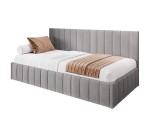 Einzelbett 90x200 cm ideal für Dachschräge - mit niedriger Rückenlehne, Bettkasten, ohne Matratze, Polsterbett NATAN SM 02