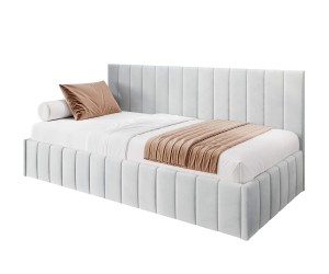 Jugendbett 100x200 cm für Dachschräge, Kinderbett, Polsterbett mit Bettkasten, ohne Matratze, NATAN SM 02