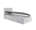 Polsterbett 90x200 cm für Dachschräge, Bettkasten, Lattenrost mit Metallrahmen, schmale vertikale Nähte, BARTEK SM 02