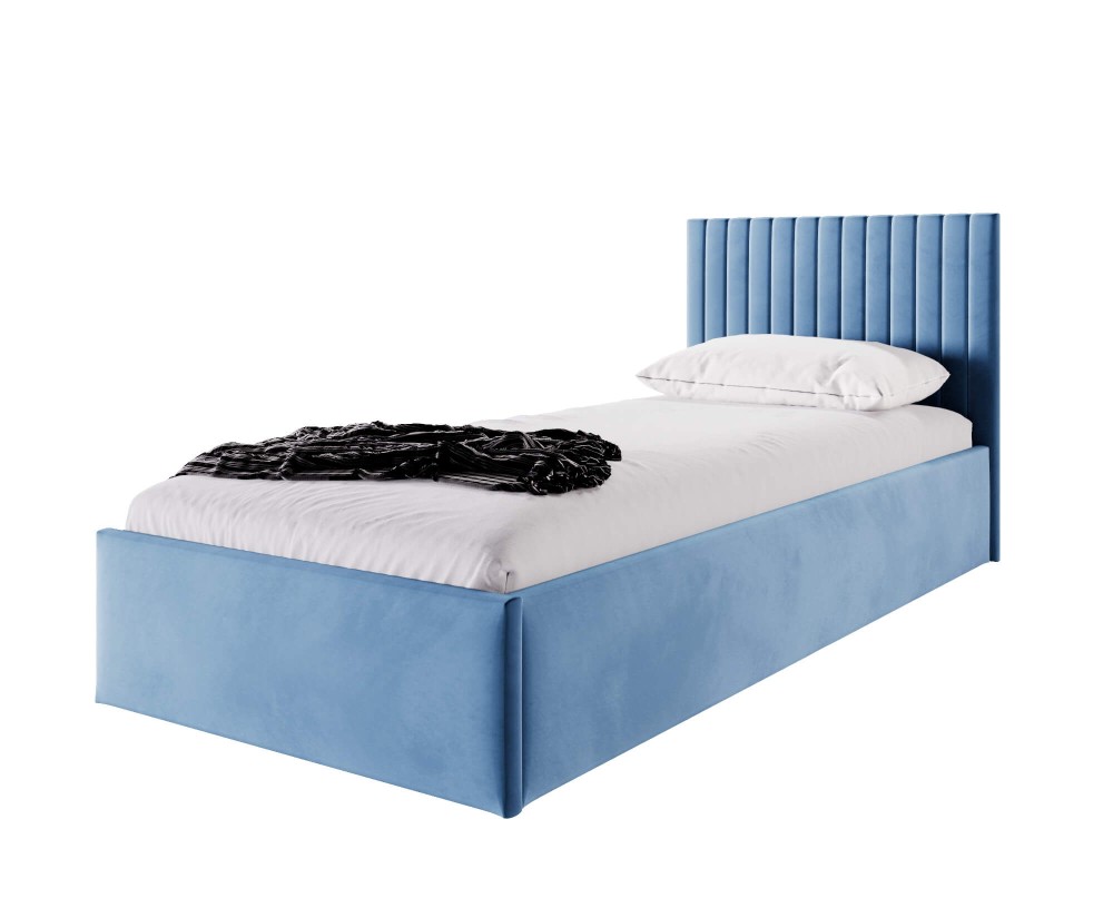 Jugendbett 120x200 cm, Polsterbett mit Bettkasten, Lattenrost mit Metallrahmen, schmale vertikale Nähte, BARTEK SM 02 Jugendbett 120x200 cm, Polsterbett mit Bettkasten, Lattenrost mit Metallrahmen, schmale vertikale Nähte, BARTEK SM 02