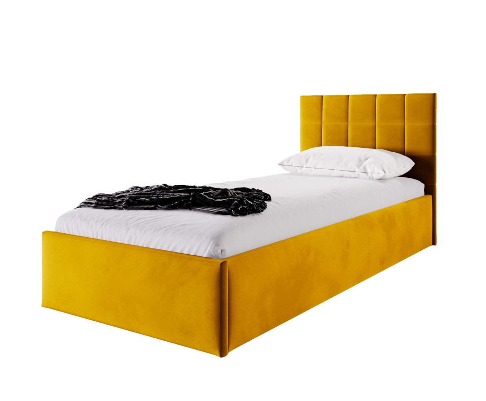 Einzelbett 80x200 cm, Polsterbett für Gästezimmer, Lattenrost mit Holzrahmen, OHNE Bettkasten, DANIEL SL01