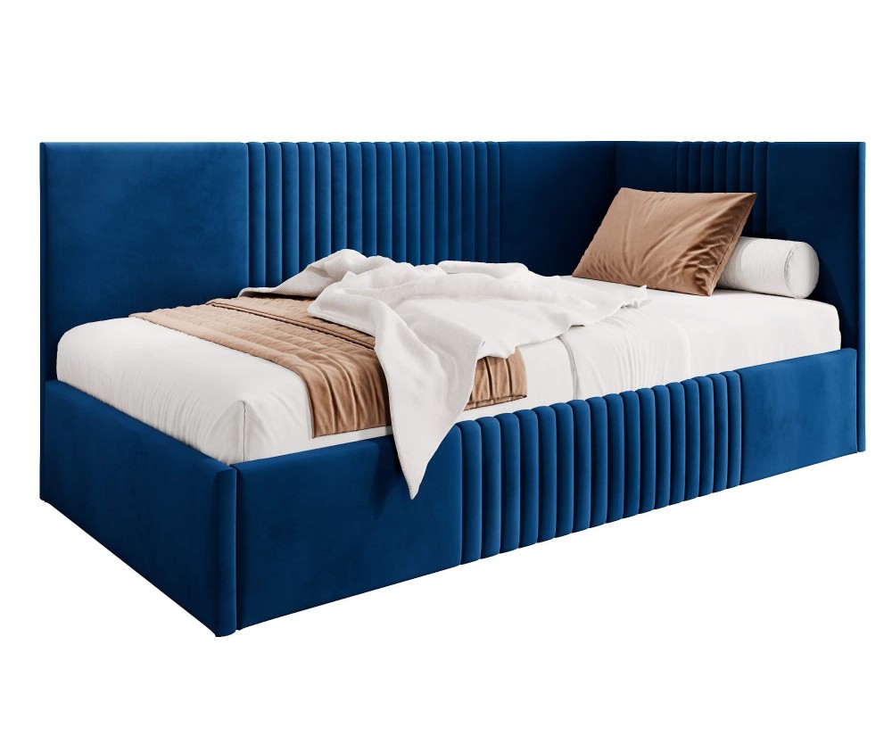 Einzelbett 90x200 cm, Jugendbett, Polsterbett mit Bettkasten, ohne Matratze, DYLAN SM 02