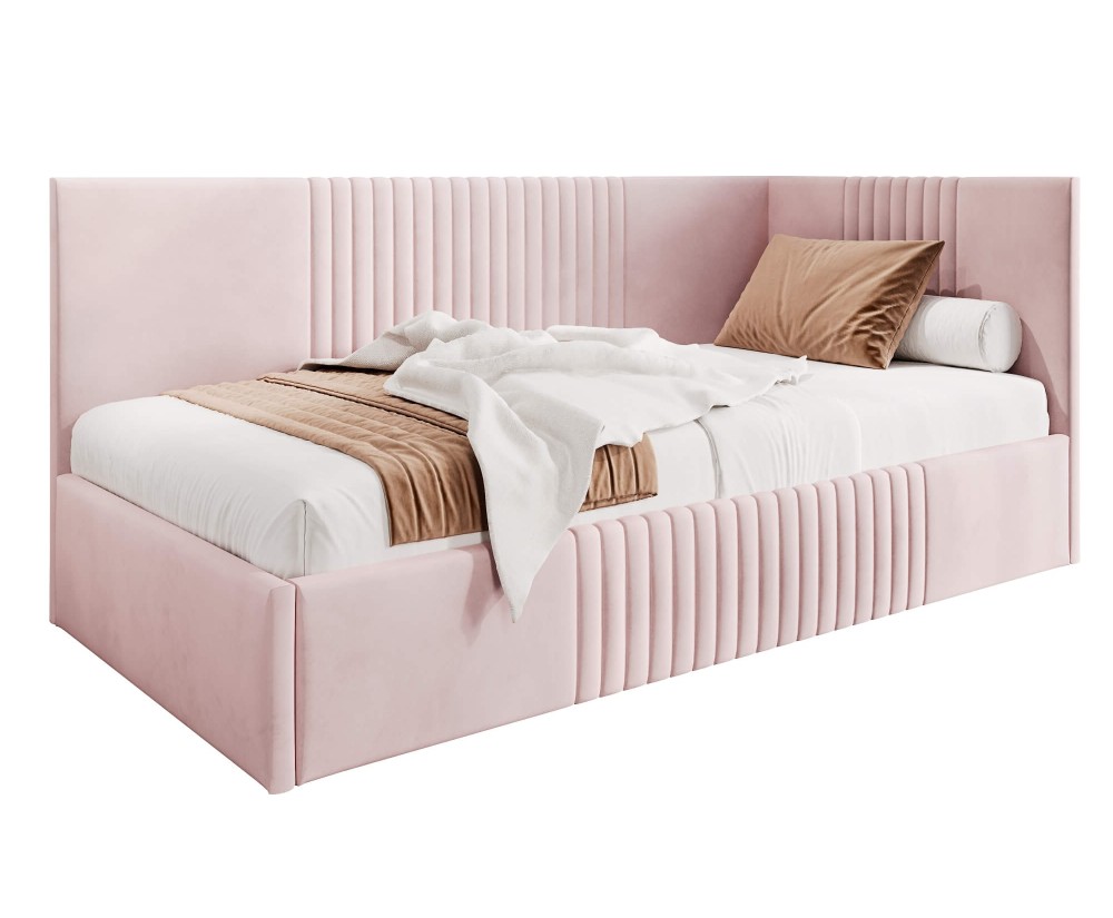 Singlebett 100x200 cm, Jugendbett, Polsterbett mit Bettkasten, ohne Matratze, DYLAN SM 02