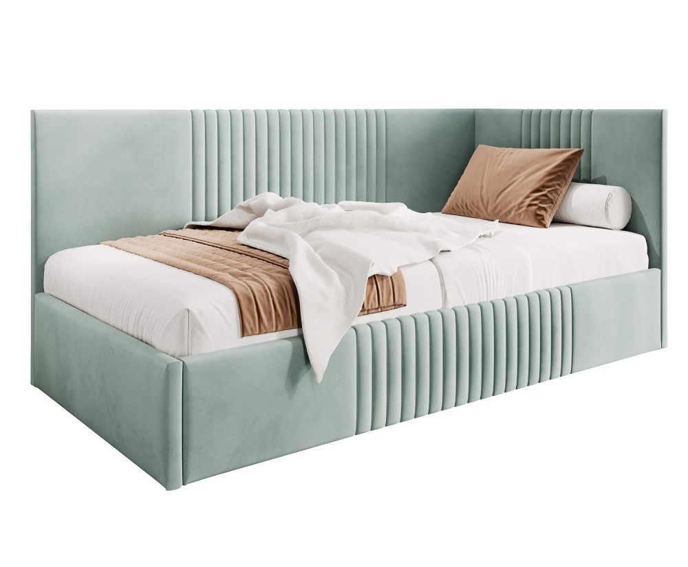 Designbett 120x200 cm, Jugendbett, Polsterbett mit Bettkasten, ohne Matratze, DYLAN SM 02