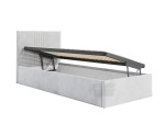 Polsterbett 90x200 cm für Dachschräge, niedriges Kopfteil, Lattenrost mit Metallrahmen, Bettkasten, BORYS SM 02