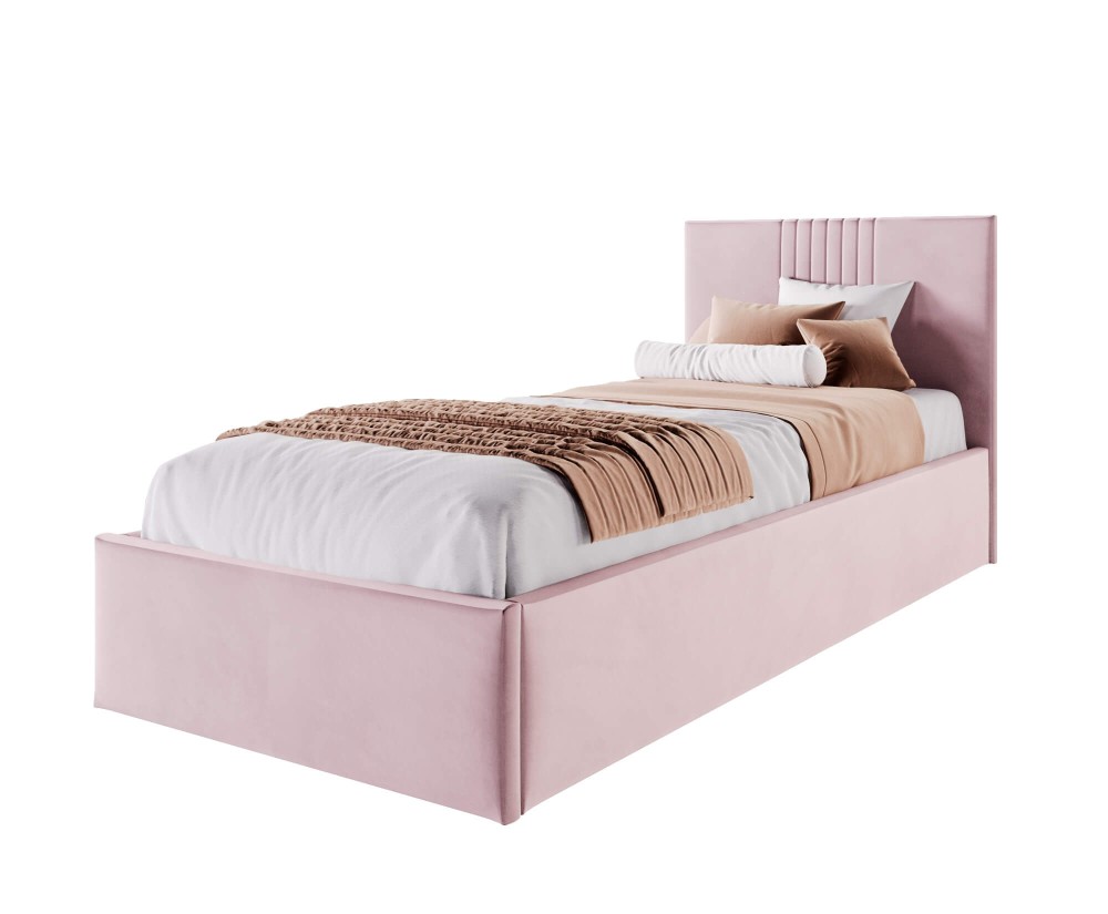 Jugendbett 100x200 cm, Einzelbett, Lattenrost mit Metallrahmen, Bettkasten, BORYS SM 02