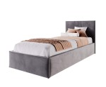 Jugendbett 100x200 cm, Einzelbett, Lattenrost mit Metallrahmen, Bettkasten, BORYS SM 02