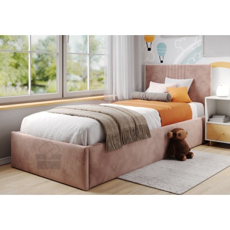 BORYS SM 02 Jugendbett 100x200 cm, Einzelbett, Lattenrost mit Metallrahmen, Bettkasten