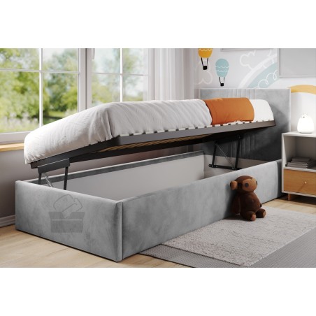 BORYS SM 02 Bequemes Bett 120x200 cm für Teenager, Einzelbett, Lattenrost mit Metallrahmen, Bettkasten