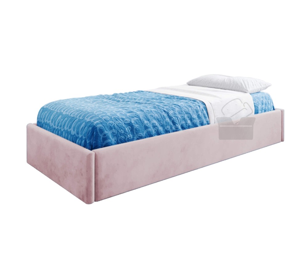 Minimalistisches Einzelbett 90x200 cm, Lattenrost mit Metallrahmen und Bettkasten, OHNE Matratze, DIEGO SM 02