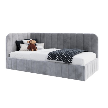 MARIO SL 01 Polsterbett 100x200 cm für Jugendliche, Einzelbett ohne Bettkasten, mit Lattenrost