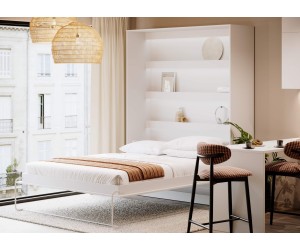 FOLDO Schrankbett 120x200 cm, Wandbett vertikal klappbar, Wandklappbett  weiß