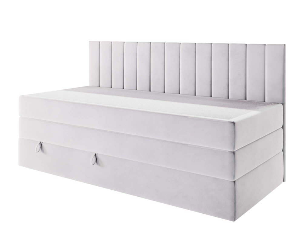 Kontinentalbett 80x200 cm mit Bettkasten und 2 Matratzen ideal für Jugendzimmer, Einzelbett INTARO A12-2
