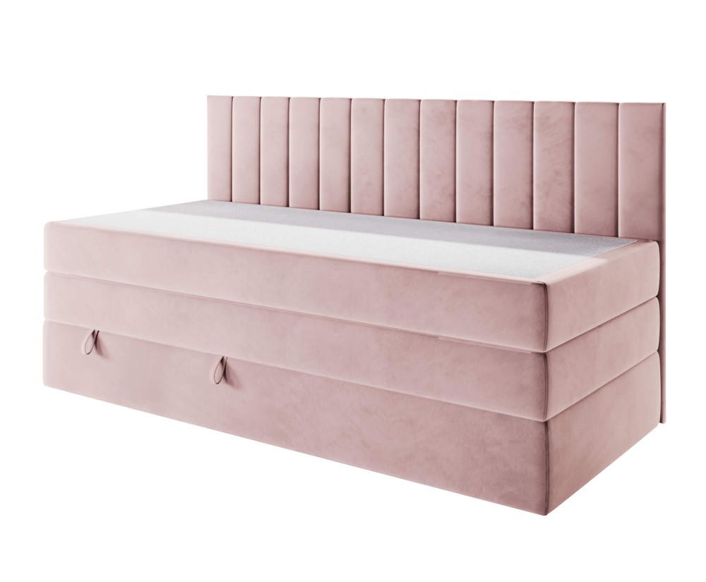 Kontinentalbett 100x200 cm mit Rückenlehne ideal für kleine Schlafzimmer, Einzelbett INTARO A12-2