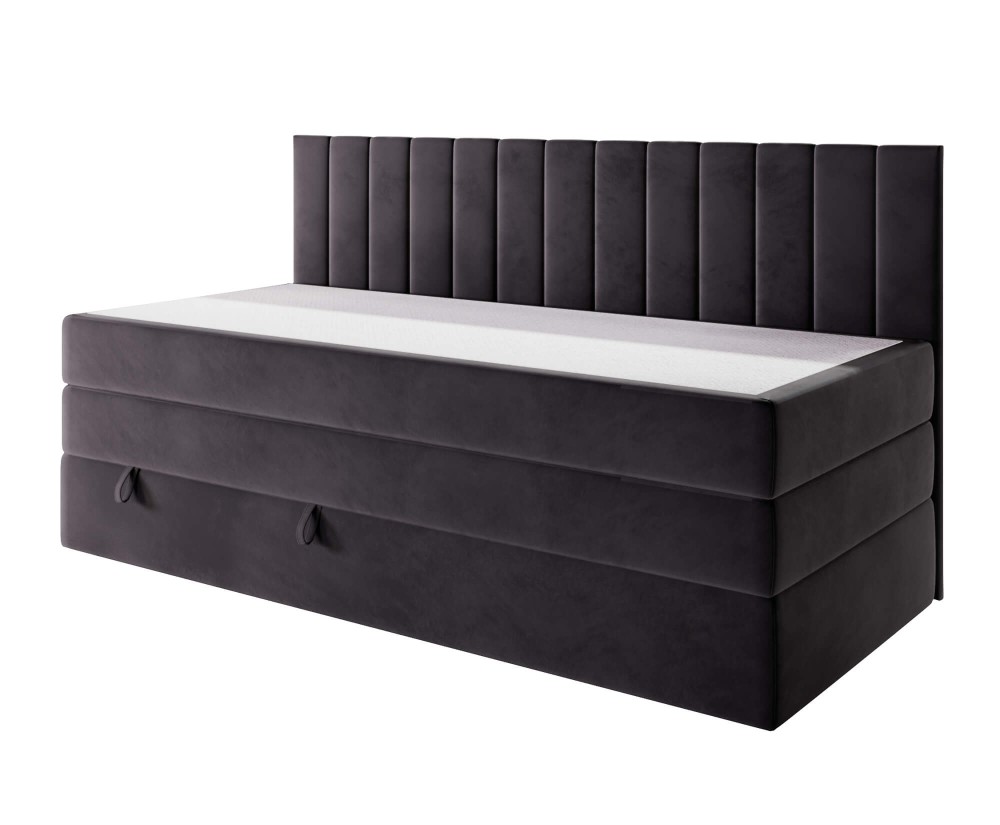 Boxspringbett 120x200 cm mit Stauraum, Rückenlehne mit dekorativen Nähten, Schlafzimmerbett INTARO A12-2 Boxspringbett 120x200 cm mit Stauraum, Rückenlehne mit dekorativen Nähten, Schlafzimmerbett INTARO A12-2