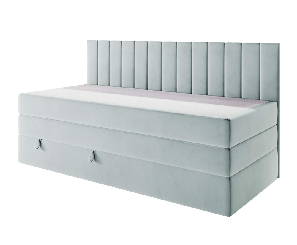 Boxspringbett 120x200 cm mit Stauraum, Rückenlehne mit dekorativen Nähten, Schlafzimmerbett INTARO A12-2 Boxspringbett 120x200 cm mit Stauraum, Rückenlehne mit dekorativen Nähten, Schlafzimmerbett INTARO A12-2